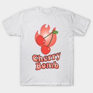 Cherry Bomb and Coral Flaming Design T-Shirt